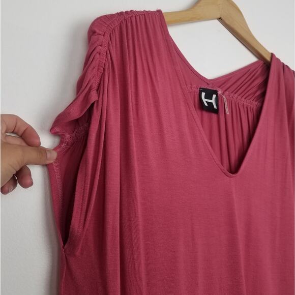 New! H by Bordeaux | Pink Short Sleeve Flowing Top - Picture 3 of 5